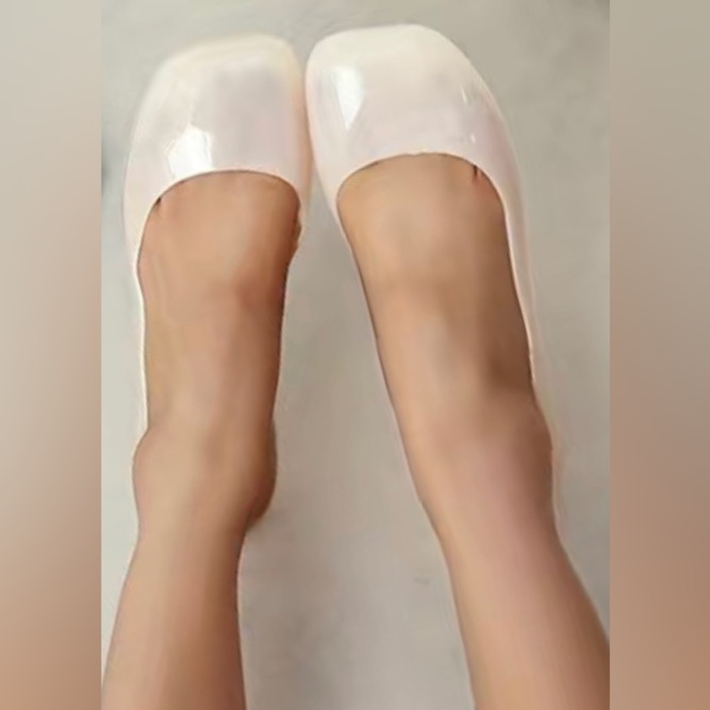 Jelly shoes. Ivory/neutral square toe translucent ballet flats. Brand new.